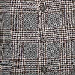 Brunello Cucinelli Grey Checked Wool Single Breasted Blazer M