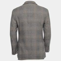 Brunello Cucinelli Grey Checked Wool Single Breasted Blazer M