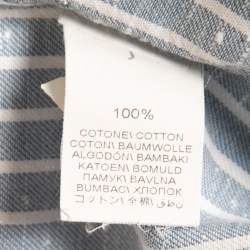 Pre Owned Brunello Cucinelli Blue Striped Cotton Button Down Slim Fit Shirt M