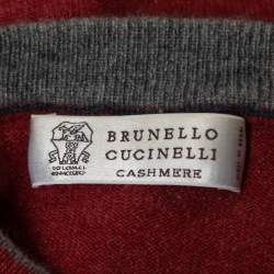Pre Owned Brunello Cucinelli Light Burgundy Cashmere Crew Neck Jumper XL