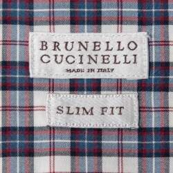 Pre Owned Brunello Cucinelli Multicolor Plaid Cotton Full Sleeve Slim Fit Shirt M