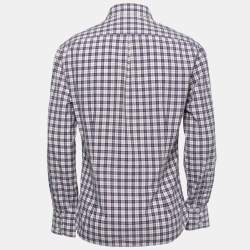 Pre Owned Brunello Cucinelli Multicolor Plaid Cotton Full Sleeve Slim Fit Shirt M