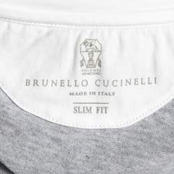 Pre Owned Brunello Cucinelli Grey Cotton Layered Effect Slim Fit T-Shirt L