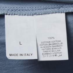Pre Owned Brunello Cucinelli Blue Cotton Layered Effect Slim Fit T-Shirt L