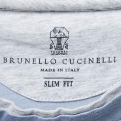 Pre Owned Brunello Cucinelli Blue Cotton Layered Effect Slim Fit T-Shirt L
