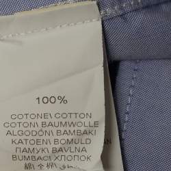 Pre Owned Brunello Cucinelli Blue Cotton Slim Fit Button Front Full Sleeve Shirt L