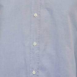 Pre Owned Brunello Cucinelli Blue Cotton Slim Fit Button Front Full Sleeve Shirt L