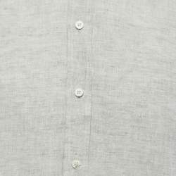 Pre Owned Brunello Cucinelli Grey Linen Slim Fit Full Sleeve Shirt M