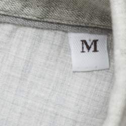 Pre Owned Brunello Cucinelli Grey Linen Slim Fit Full Sleeve Shirt M