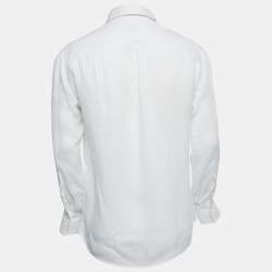 Brunello Cucinelli White Linen Slim Fit Full Sleeve Shirt S