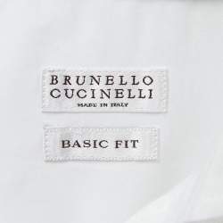 Brunello Cucinelli White Linen Slim Fit Full Sleeve Shirt S