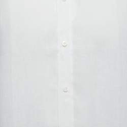 Brunello Cucinelli White Linen Slim Fit Full Sleeve Shirt S