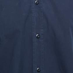 Brunello Cucinelli Navy Blue Cotton Basic Fit Button Down Shirt M