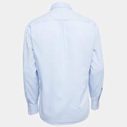 Pre Owned Brunello Cucinelli Light Blue Cotton Basic Fit Shirt M