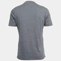 Brunello Cucinelli Grey Cotton V-Neck Half Sleeve Slim Fit T-Shirt S