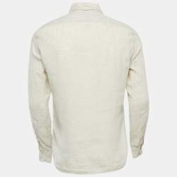 Brunello Cucinelli Beige Linen Button Down Leisure Fit Full Sleeve Shirt XS