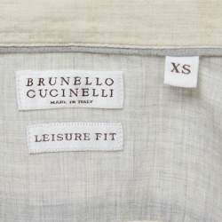 Brunello Cucinelli Beige Linen Button Down Leisure Fit Full Sleeve Shirt XS