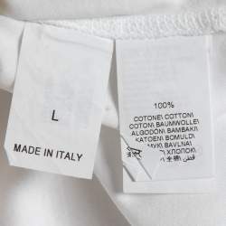 Pre Owned Brunello Cucinelli White Cotton Crew Neck Slim Fit Half Sleeve T-Shirt L