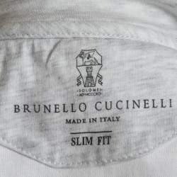 Pre Owned Brunello Cucinelli White Cotton Crew Neck Slim Fit Half Sleeve T-Shirt L