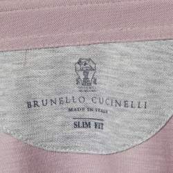 Pre Owned Brunello Cucinelli Mauve Cotton Pique Slim Fit Polo T-Shirt L