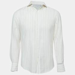 Brunello Cucinelli Beige Striped Cotton Shirt S