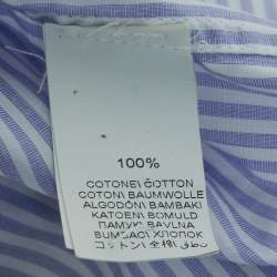 Pre Owned Brunello Cucinelli Blue Striped Cotton Shirt L