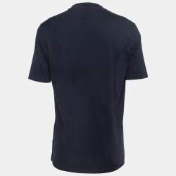 Pre Owned Brunello Cucinelli Navy Blue Printed Cotton T-Shirt XL