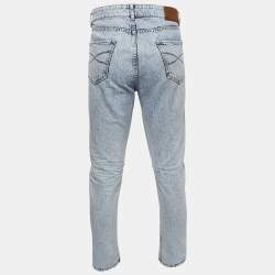 Pre Owned Brunello Cucinelli Blue Washed Denim Leisure Fit Jeans L Waist 34''