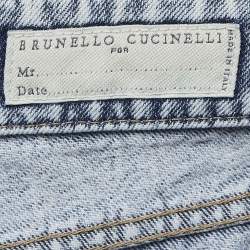 Pre Owned Brunello Cucinelli Blue Washed Denim Leisure Fit Jeans L Waist 34''