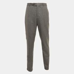 Pre Owned Brunello Cucinelli Grey Wool Traditional Fit Formal Trousers XXXL