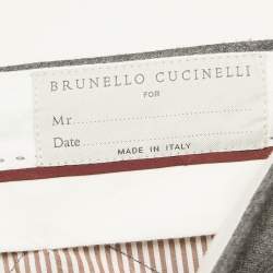 Pre Owned Brunello Cucinelli Grey Wool Traditional Fit Formal Trousers XXXL