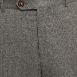 Pre Owned Brunello Cucinelli Grey Wool Traditional Fit Formal Trousers XXXL