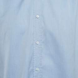 Pre Owned Brunello Cucinelli Blue Cotton Slim Fit Shirt XXL