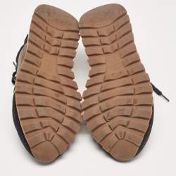 Pre Owned Brunello Cucinelli Black Leather and Suede Lace Up Sneakers 41