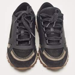 Pre Owned Brunello Cucinelli Black Leather and Suede Lace Up Sneakers 41