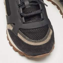 Pre Owned Brunello Cucinelli Black Leather and Suede Lace Up Sneakers 41