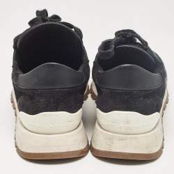 Pre Owned Brunello Cucinelli Black Leather and Suede Lace Up Sneakers 41