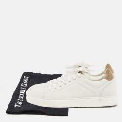 Brunello Cucinelli White/Beige Leather and Suede Low Top Sneakers Size 42