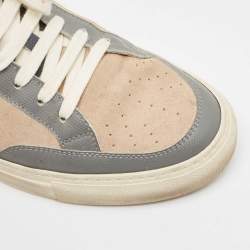 Brunello Cucinelli Beige/Grey Leather and Suede Lace Up Sneakers Size 41