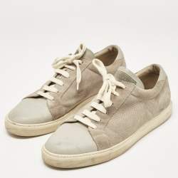 Pre Owned Brunello Cucinelli Grey Leather and Suede Low Top Sneakers Size 44
