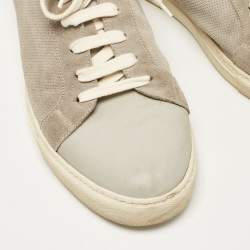 Pre Owned Brunello Cucinelli Grey Leather and Suede Low Top Sneakers Size 44