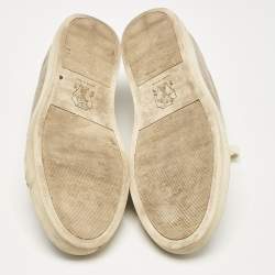 Pre Owned Brunello Cucinelli Grey Leather and Suede Low Top Sneakers Size 44