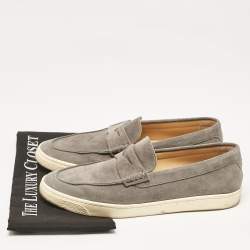 Brunello Cucinelli Grey Suede Slip On Loafers Size 44