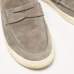 Brunello Cucinelli Grey Suede Slip On Loafers Size 44