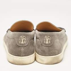 Brunello Cucinelli Grey Suede Slip On Loafers Size 44