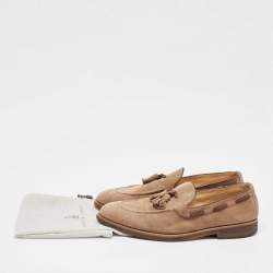 Brunello Cucinelli Beige Suede Slip On Loafers Size 42