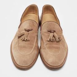 Brunello Cucinelli Beige Suede Slip On Loafers Size 42