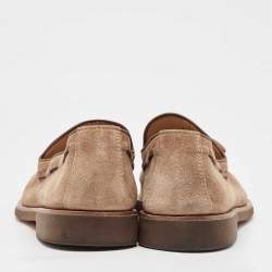 Brunello Cucinelli Beige Suede Slip On Loafers Size 42