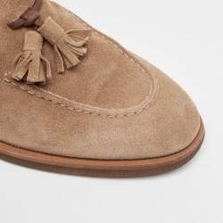 Brunello Cucinelli Beige Suede Slip On Loafers Size 42