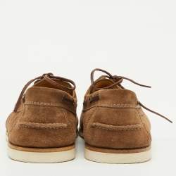 Brunello Cucinelli Brown Suede Slip On Boat Loafers Size 45